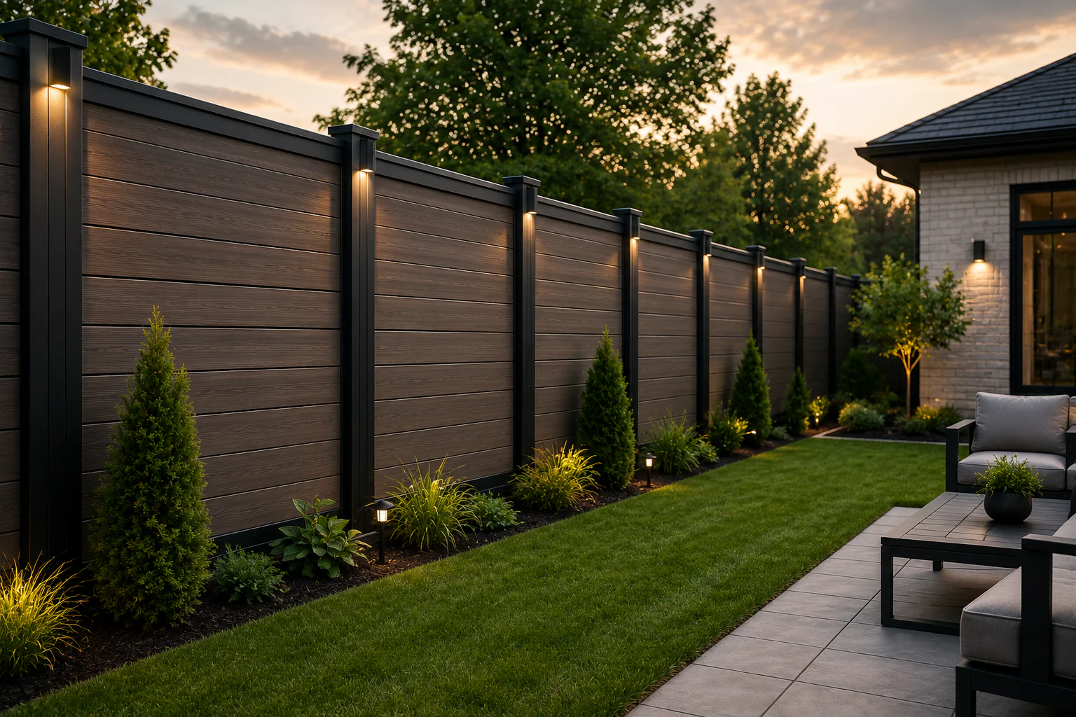 Finished composite fence installation in Montreal by Fidar Clôture