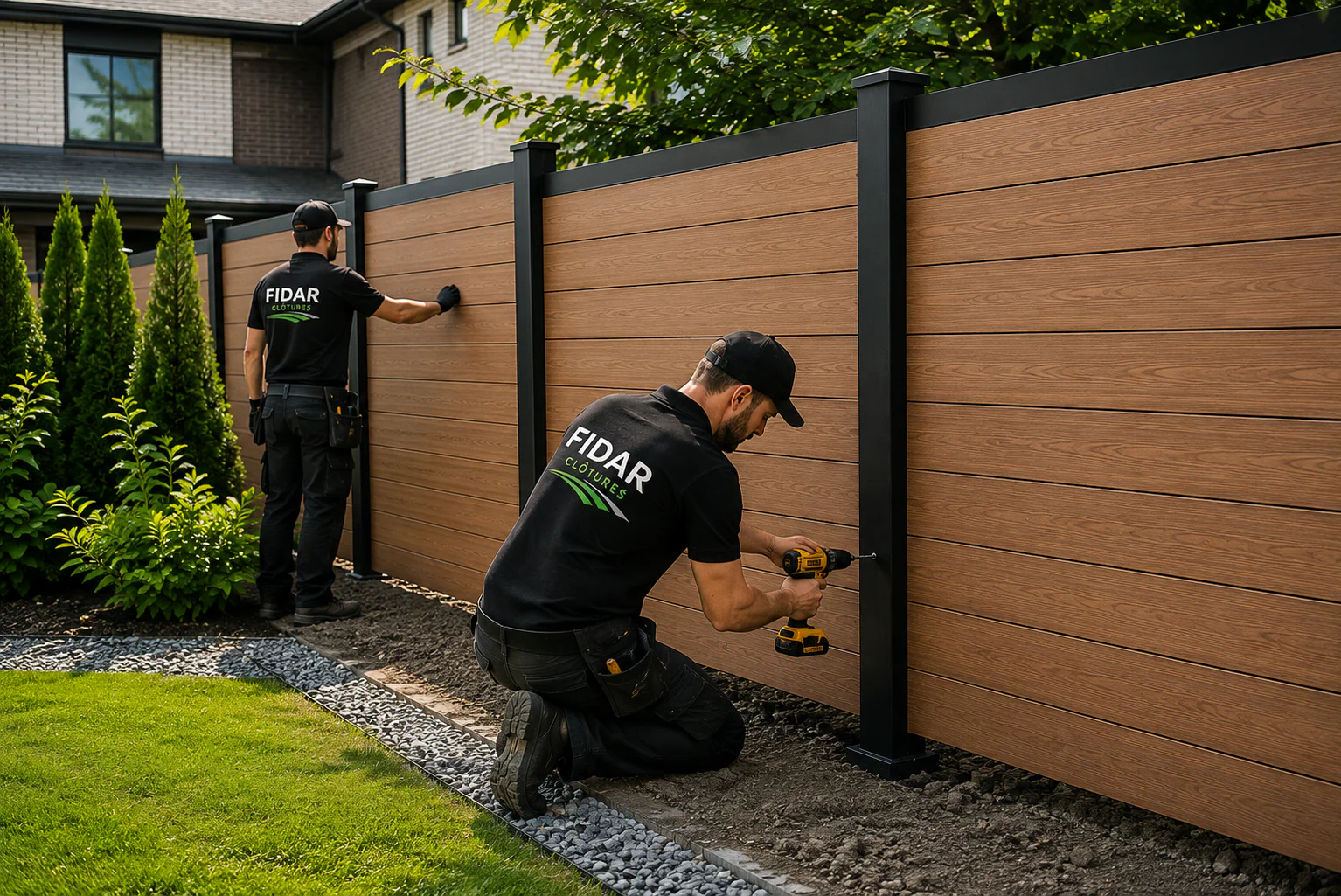 Fidar Clôture composite fence installation in Montreal